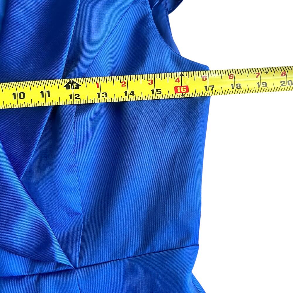 Adrianna Papell Royal Blue High-Low A-Line Satin Cocktail Dress Medium - Picture 7 of 10
